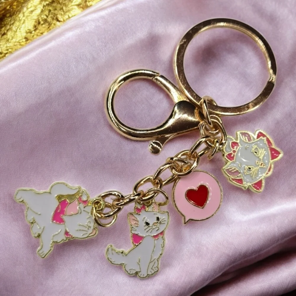 Marie Cat Keychain Disney Aristocats Enamel Bag Charm Key Ring Parisian Chic